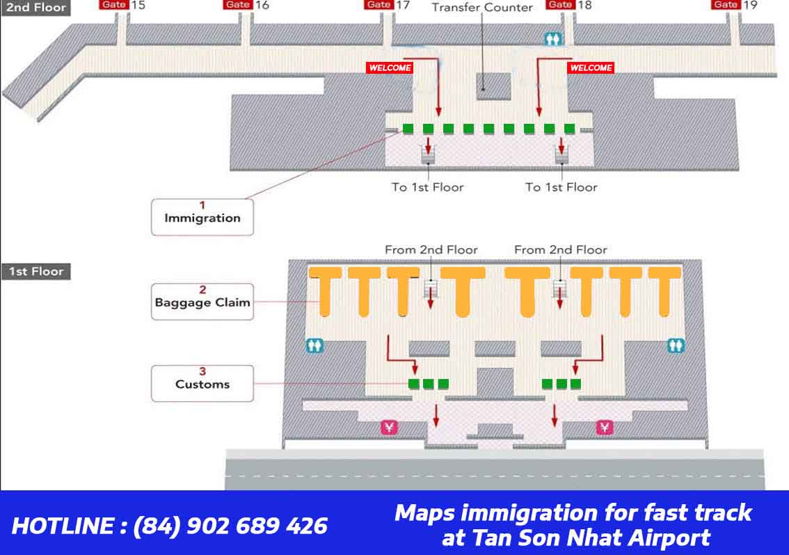 Maps immigration for fast track at Tan Son Nhat Airport